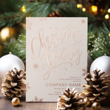 Rose Gold handwritten calligraphy Christmas Party