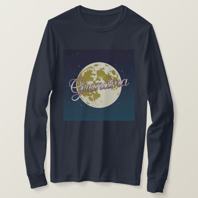Rose Gold Script Grandma Moon Blue Sky T-Shirt (Frente do Design)