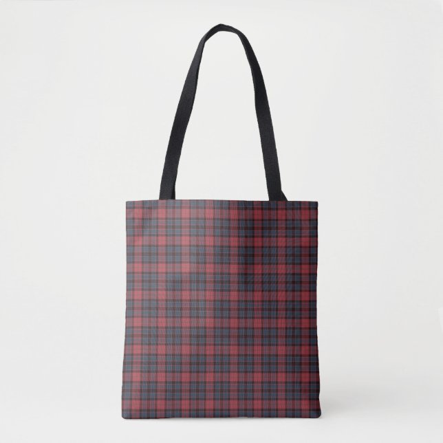 Rose Red Blue Black Plaid Tartan Tote Bag (Frente)