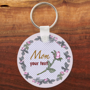Rosebud rosa chaveiro personalizado da mãe