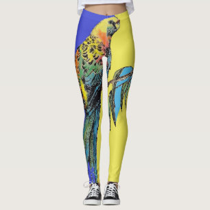 Rosella Parrot Watercolor Marinho Leggings Blue Bi