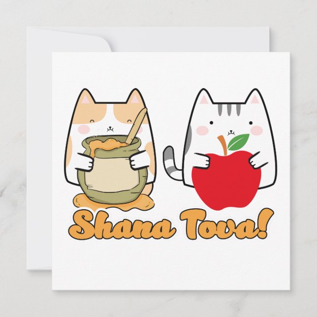 Rosh Hashanah kawaii Cats - Ano Novo Judeu (Frente)