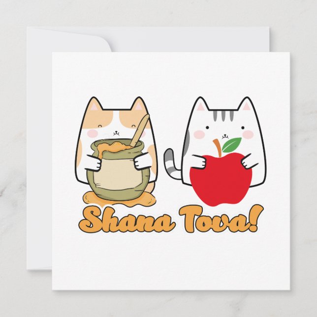 Rosh Hashanah kawaii Cats - Ano Novo Judeu (Frente)