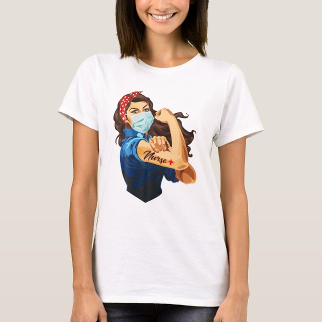 Rosie The Riveter - Camiseta Enfermeira Mulher (Frente)