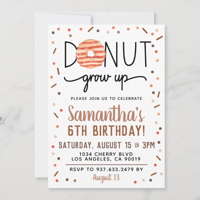Rosquinha De Chocolate Cresce Convite De Aniversár (Frente)