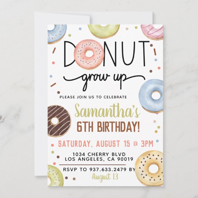 Rosquinha De Chocolate Cresce Convite De Aniversár (Frente)