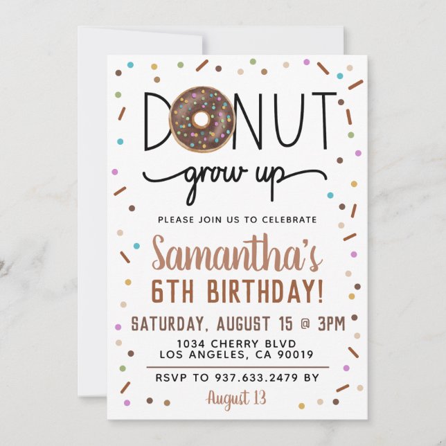 Rosquinha De Chocolate Cresce Convite De Aniversár (Frente)