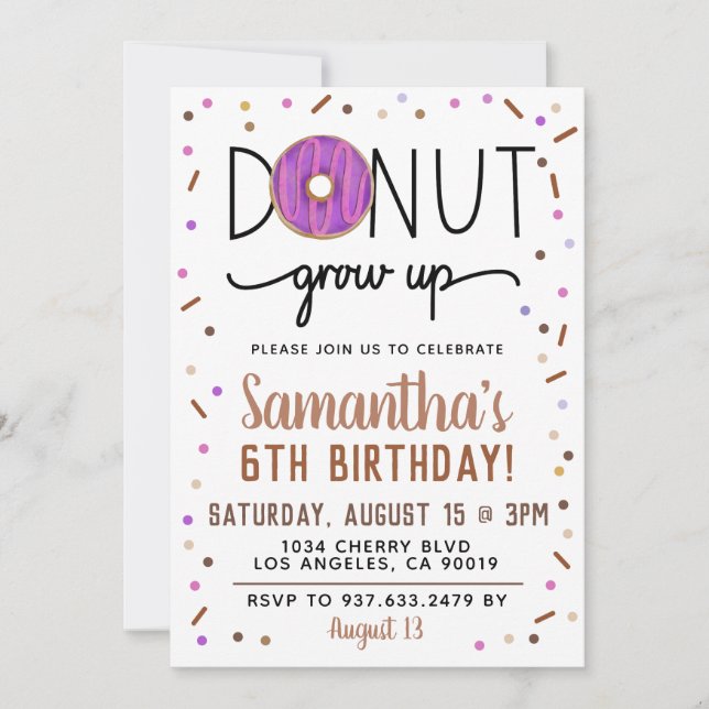 Rosquinha De Chocolate Cresce Convite De Aniversár (Frente)
