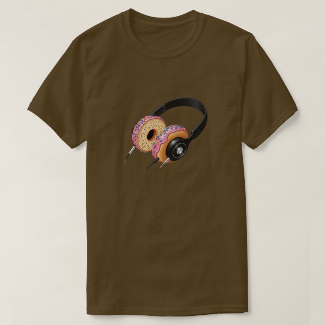 Rosquinha Fones de ouvido T-Shirt | Engraçado Tee  (Frente do Design)