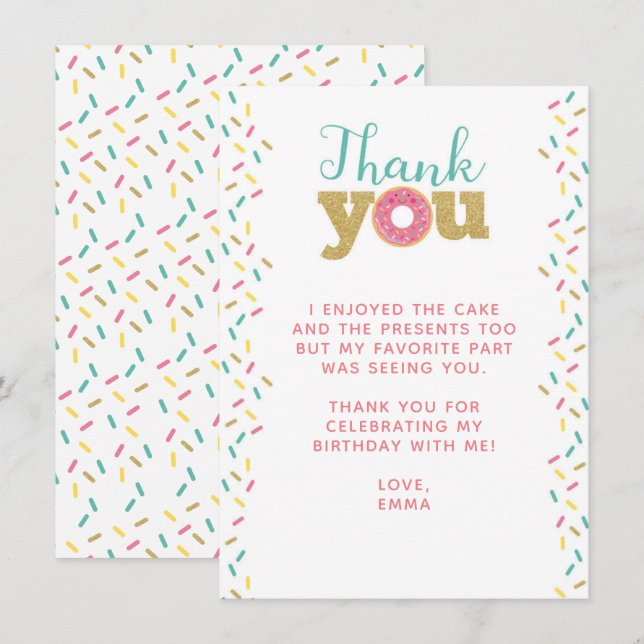 Rosquinha Obrigado Cartões (Frente/Verso)