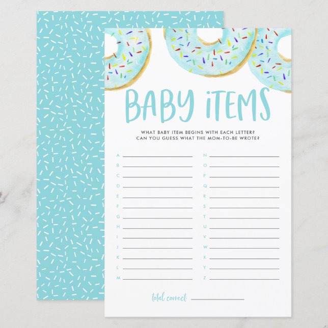 Rosquinhas Azuis Adivinham O Jogo Do Chá de fralda (Frente/Verso)