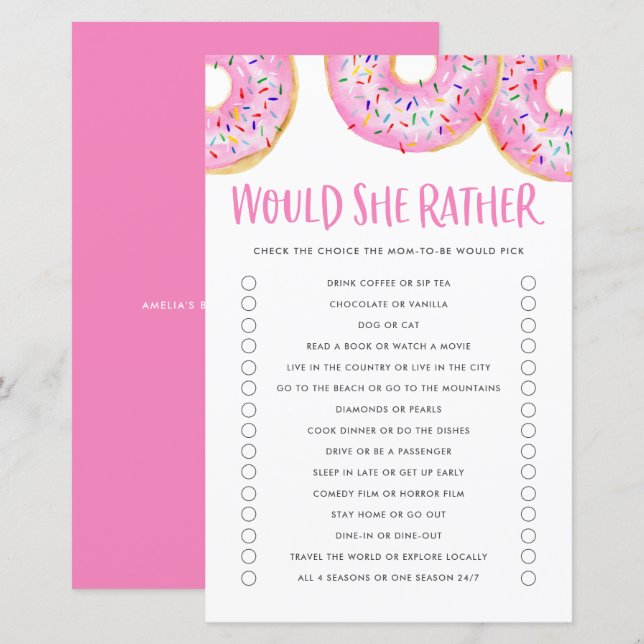 Rosquinhas Rosa Iria Ela Preferencialmente Jogo Ch (Frente/Verso)