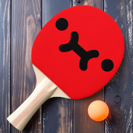 Rosto Aborrecido Fofo Raquete de Ping Pong Vermelh