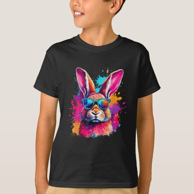 Rosto Coelho Colorido Com Camisas De Felz pascoa (Frente)