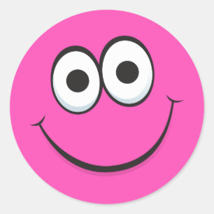 Rosto cor-de-rosa com autocolantes sorrisos felize