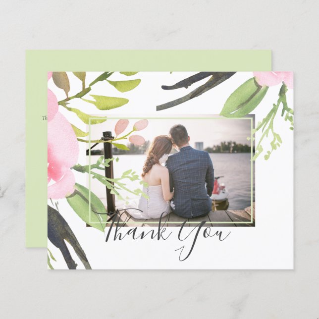 Rosto Cor-de-Rosa Oliva Foto Agradecimento Orçamen (Frente/Verso)