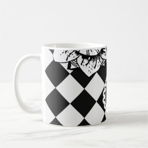 Rosto de Flor Xadrez   Caneca de Café Surreal