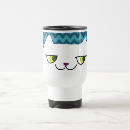 Rosto de Gato Engraçado | Caneca de viagem do padr
