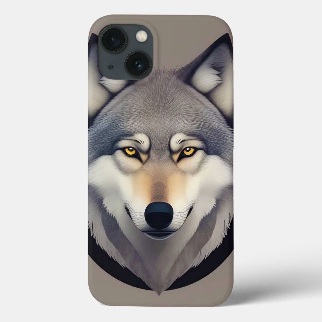 Rosto de Lobo Realista com Olhos Amarelos Perfuran (Verso)