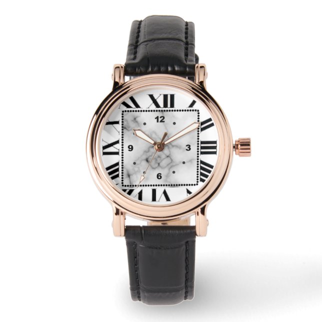 rosto de mármore de relógio de couro (Frente)