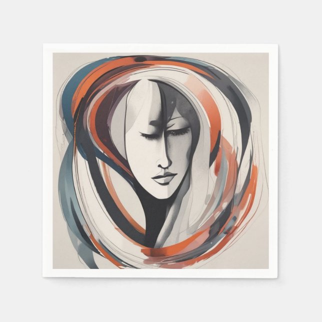 Rosto de Mulher Elegante Guardanapos de papel azul (Frente)