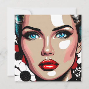 Rosto de Mulher em Quadrinhos de Arte Pop Ai