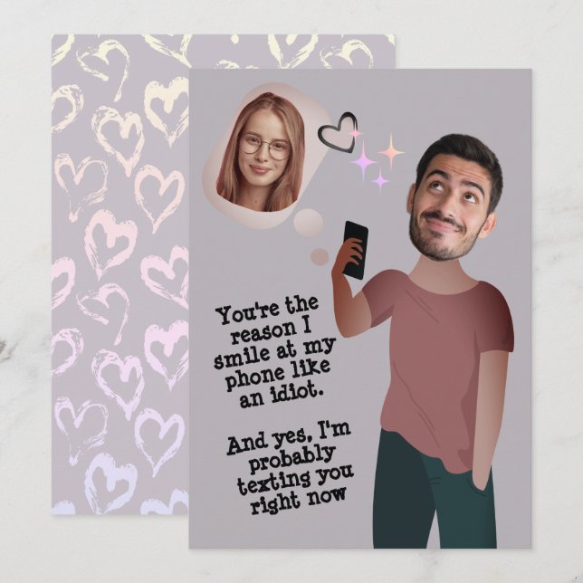 Rosto Engraçado | Cartão de Dia de os namorados Wh (Frente/Verso)