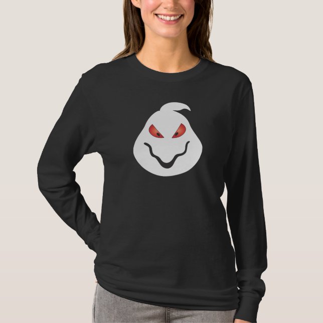 Rosto Fantasma Bonito Camisa de Halloween (Frente)