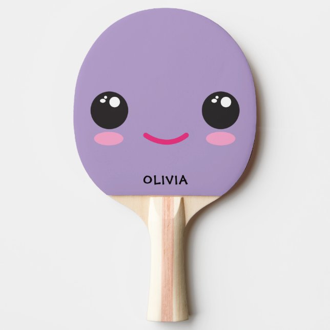 Rosto Kawaii Feliz Fofo - Raquete de Ping Pong Per (Frente)