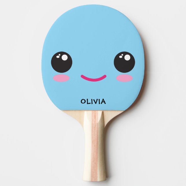Rosto Kawaii Feliz Fofo - Raquete de Ping Pong Per (Frente)