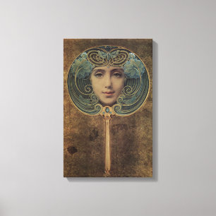 Rosto no Espelho Vintage Art Nouveau Canvas Art