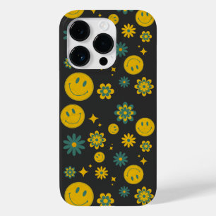 rosto sorridente engraçado e flores descoladas