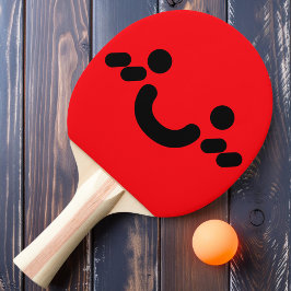 Rosto Sorridente Fofo Raquete de Ping Pong Vermelh