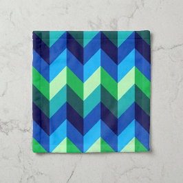 Rosto Toalha de Banho Ombre Chevron Azul Verde