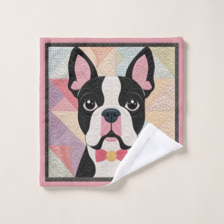 Rosto Toalha de Lavagem de Colcha de Boston Terrier