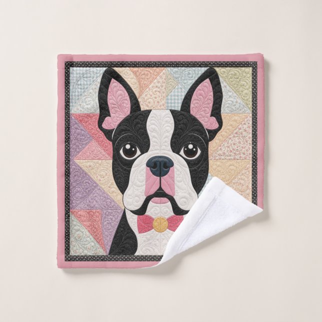 Rosto Toalha de Lavagem de Colcha de Boston Terrier (Pano de lavar)