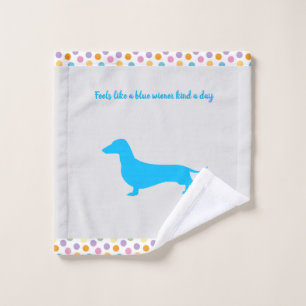 Rosto Toalha de lavar Dachshund Silhueta Azul