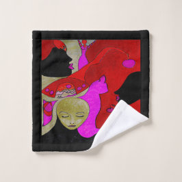 Rosto Toalha de mão de arte ou Lave o pano em vermelho e