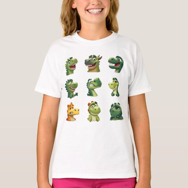 Rostos Divertidos de Dinossauros – Camiseta Infant (Frente)