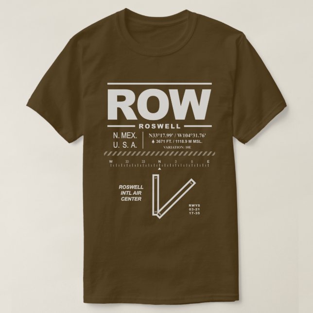 Roswell Int'l Air Center Airport ROW T-Shirt (Frente do Design)
