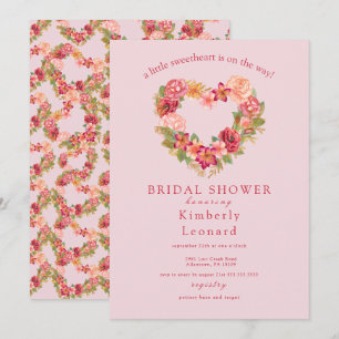 Rosy Blooms Sweetheart Chá de fraldas Convite