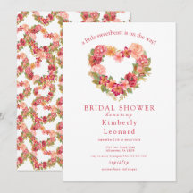 Rosy Blooms Sweetheart Chá de fraldas Convite