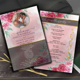 Rosy Floral Wedding Program