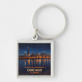 Rota 66 Chicago Silhueta da Cidade Porta-Chaves Co