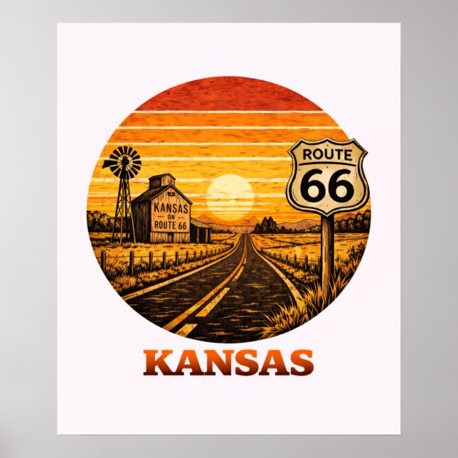 Rota 66 Kansas Sunflower State Poster (Frente)