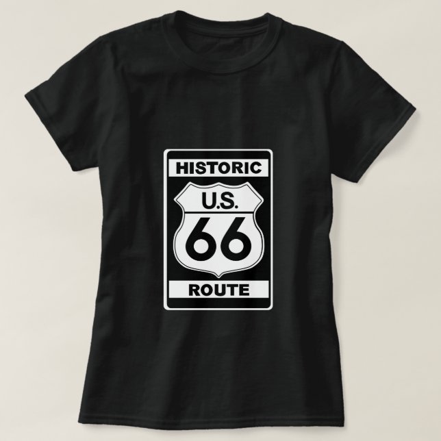 Rota Histórica 66 T-shirt Damas Black (Frente do Design)