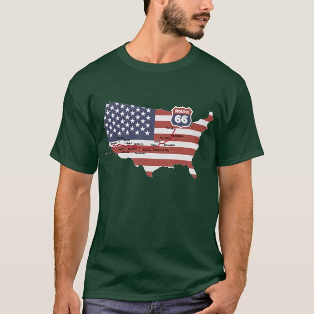Roteiro 66 Map T-Shirt (Frente)