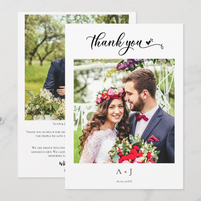 Roteiro com Agradecimento de Monograma de Casament (Frente/Verso)