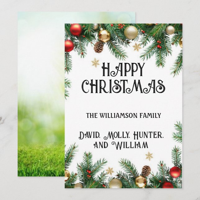 Roteiro de Cartão de Natal Feliz Natal Férias (Frente/Verso)