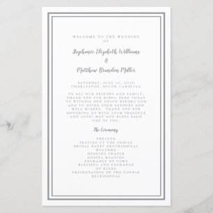Roteiro de Casamento Cinza e Branco Programa de Ce